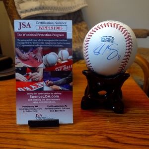 Sandy Leon Boston Red Sox Signed Autograph Official WORLD SERIES MLB Baseball